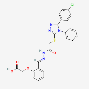 molecular formula C25H20ClN5O4S B11697875 (2-{(E)-[2-({[5-(4-chlorophenyl)-4-phenyl-4H-1,2,4-triazol-3-yl]sulfanyl}acetyl)hydrazinylidene]methyl}phenoxy)acetic acid 