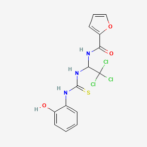 molecular formula C14H12Cl3N3O3S B11697909 N-(2,2,2-trichloro-1-{[(2-hydroxyphenyl)carbamothioyl]amino}ethyl)furan-2-carboxamide 