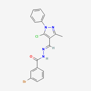 molecular formula C18H14BrClN4O B11697930 3-bromo-N'-[(E)-(5-chloro-3-methyl-1-phenyl-1H-pyrazol-4-yl)methylidene]benzohydrazide 