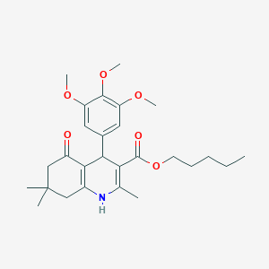 molecular formula C27H37NO6 B11697938 Pentyl 2,7,7-trimethyl-5-oxo-4-(3,4,5-trimethoxyphenyl)-1,4,5,6,7,8-hexahydroquinoline-3-carboxylate 