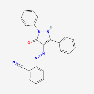 molecular formula C22H15N5O B11697953 2-[(2E)-2-(5-oxo-1,3-diphenyl-1,5-dihydro-4H-pyrazol-4-ylidene)hydrazinyl]benzonitrile 