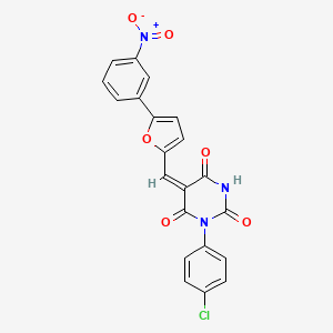 (5E)-1-(4-chlorophenyl)-5-{[5-(3-nitrophenyl)furan-2-yl]methylidene}pyrimidine-2,4,6(1H,3H,5H)-trione