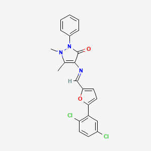 4-({(E)-[5-(2,5-dichlorophenyl)furan-2-yl]methylidene}amino)-1,5-dimethyl-2-phenyl-1,2-dihydro-3H-pyrazol-3-one