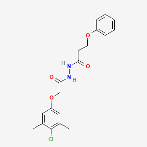 molecular formula C19H21ClN2O4 B11698087 N'-[2-(4-chloro-3,5-dimethylphenoxy)acetyl]-3-phenoxypropanehydrazide 