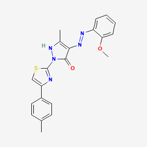 (4Z)-4-[2-(2-methoxyphenyl)hydrazinylidene]-5-methyl-2-[4-(4-methylphenyl)-1,3-thiazol-2-yl]-2,4-dihydro-3H-pyrazol-3-one