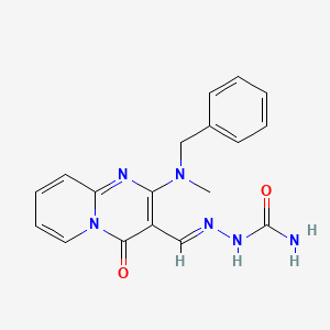 molecular formula C18H18N6O2 B11698129 (2E)-2-({2-[benzyl(methyl)amino]-4-oxo-4H-pyrido[1,2-a]pyrimidin-3-yl}methylidene)hydrazinecarboxamide 