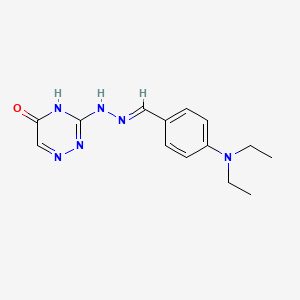 molecular formula C14H18N6O B11698192 3-{(2E)-2-[4-(diethylamino)benzylidene]hydrazinyl}-1,2,4-triazin-5-ol 