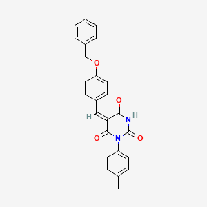 (5E)-5-[4-(benzyloxy)benzylidene]-1-(4-methylphenyl)pyrimidine-2,4,6(1H,3H,5H)-trione