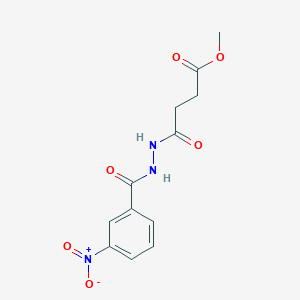 molecular formula C12H13N3O6 B11698266 Methyl 4-{2-[(3-nitrophenyl)carbonyl]hydrazinyl}-4-oxobutanoate 