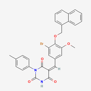 (5Z)-5-[3-bromo-5-methoxy-4-(naphthalen-1-ylmethoxy)benzylidene]-1-(4-methylphenyl)pyrimidine-2,4,6(1H,3H,5H)-trione