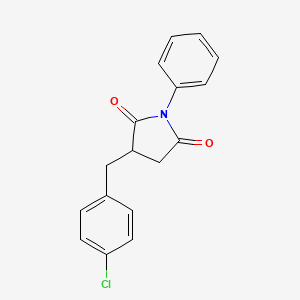 molecular formula C17H14ClNO2 B11698440 3-[(4-Chlorophenyl)methyl]-1-phenylpyrrolidine-2,5-dione 