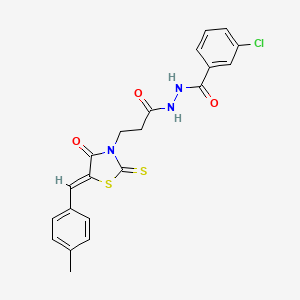 3-Chloro-N'-{3-[(5Z)-5-[(4-methylphenyl)methylidene]-4-oxo-2-sulfanylidene-1,3-thiazolidin-3-YL]propanoyl}benzohydrazide