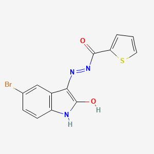 N'-[(3Z)-5-bromo-2-oxo-1,2-dihydro-3H-indol-3-ylidene]thiophene-2-carbohydrazide