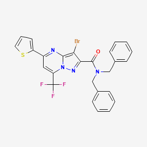 molecular formula C26H18BrF3N4OS B11698517 N,N-dibenzyl-3-bromo-5-(thiophen-2-yl)-7-(trifluoromethyl)pyrazolo[1,5-a]pyrimidine-2-carboxamide 