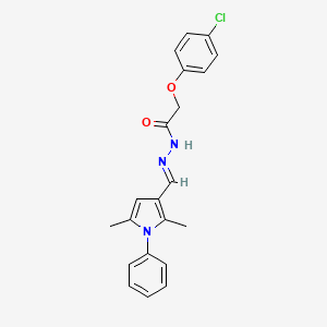 molecular formula C21H20ClN3O2 B11698521 2-(4-chlorophenoxy)-N'-[(E)-(2,5-dimethyl-1-phenyl-1H-pyrrol-3-yl)methylidene]acetohydrazide 