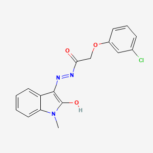 2-(3-chlorophenoxy)-N'-[(3Z)-1-methyl-2-oxo-1,2-dihydro-3H-indol-3-ylidene]acetohydrazide