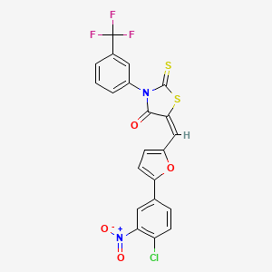 (5E)-5-{[5-(4-Chloro-3-nitrophenyl)furan-2-YL]methylidene}-2-sulfanylidene-3-[3-(trifluoromethyl)phenyl]-1,3-thiazolidin-4-one