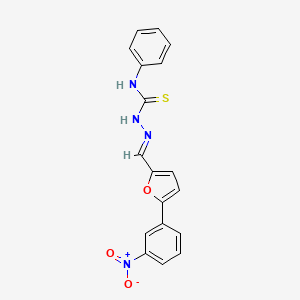 molecular formula C18H14N4O3S B11698612 (2E)-2-{[5-(3-nitrophenyl)furan-2-yl]methylidene}-N-phenylhydrazinecarbothioamide 