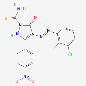 (4E)-4-[(3-chloro-2-methylphenyl)hydrazono]-3-(4-nitrophenyl)-5-oxo-4,5-dihydro-1H-pyrazole-1-carbothioamide