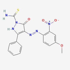 (4Z)-4-[2-(4-methoxy-2-nitrophenyl)hydrazinylidene]-5-oxo-3-phenyl-4,5-dihydro-1H-pyrazole-1-carbothioamide