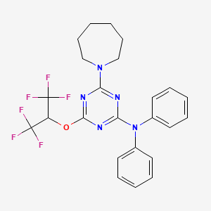 4-(azepan-1-yl)-6-[(1,1,1,3,3,3-hexafluoropropan-2-yl)oxy]-N,N-diphenyl-1,3,5-triazin-2-amine