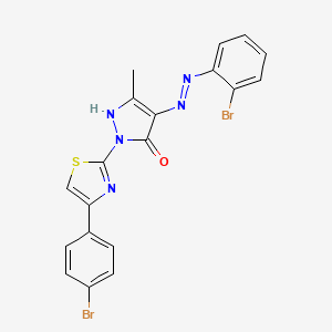 (4Z)-4-[2-(2-bromophenyl)hydrazinylidene]-2-[4-(4-bromophenyl)-1,3-thiazol-2-yl]-5-methyl-2,4-dihydro-3H-pyrazol-3-one