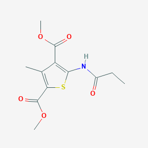 molecular formula C12H15NO5S B11698806 Dimethyl 3-methyl-5-(propanoylamino)thiophene-2,4-dicarboxylate CAS No. 297743-79-4