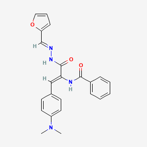 N-{(1Z)-1-[4-(dimethylamino)phenyl]-3-[(2E)-2-(furan-2-ylmethylidene)hydrazinyl]-3-oxoprop-1-en-2-yl}benzamide