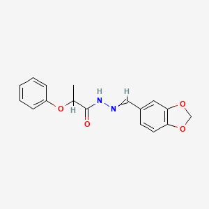 molecular formula C17H16N2O4 B11698817 N'-(benzo[d][1,3]dioxol-5-ylmethylene)-2-phenoxypropanehydrazide 