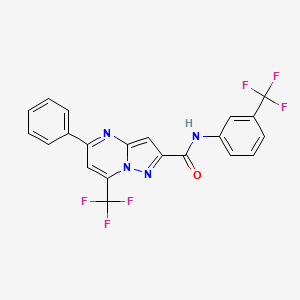 molecular formula C21H12F6N4O B11698820 5-phenyl-7-(trifluoromethyl)-N-[3-(trifluoromethyl)phenyl]pyrazolo[1,5-a]pyrimidine-2-carboxamide 