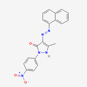 molecular formula C20H15N5O3 B11698823 (4Z)-5-methyl-4-[2-(naphthalen-1-yl)hydrazinylidene]-2-(4-nitrophenyl)-2,4-dihydro-3H-pyrazol-3-one 