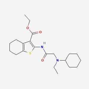 molecular formula C21H32N2O3S B11698835 Ethyl 2-{2-[cyclohexyl(ethyl)amino]acetamido}-4,5,6,7-tetrahydro-1-benzothiophene-3-carboxylate 