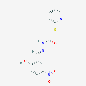 N'-[(E)-(2-hydroxy-5-nitrophenyl)methylidene]-2-(pyridin-2-ylsulfanyl)acetohydrazide