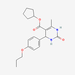 molecular formula C20H26N2O4 B11698862 Cyclopentyl 6-methyl-2-oxo-4-(4-propoxyphenyl)-1,2,3,4-tetrahydropyrimidine-5-carboxylate 