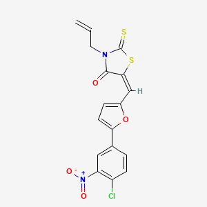 molecular formula C17H11ClN2O4S2 B11698886 (5E)-5-{[5-(4-chloro-3-nitrophenyl)furan-2-yl]methylidene}-3-(prop-2-en-1-yl)-2-thioxo-1,3-thiazolidin-4-one 