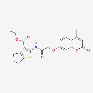 ethyl 2-{2-[(4-methyl-2-oxo-2H-chromen-7-yl)oxy]acetamido}-4H,5H,6H-cyclopenta[b]thiophene-3-carboxylate