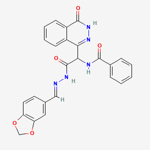 N-{2-[(2E)-2-(1,3-benzodioxol-5-ylmethylidene)hydrazinyl]-2-oxo-1-(4-oxo-3,4-dihydrophthalazin-1-yl)ethyl}benzamide