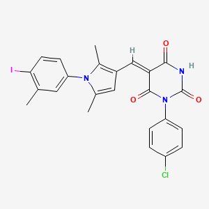 (5Z)-1-(4-chlorophenyl)-5-{[1-(4-iodo-3-methylphenyl)-2,5-dimethyl-1H-pyrrol-3-yl]methylidene}pyrimidine-2,4,6(1H,3H,5H)-trione