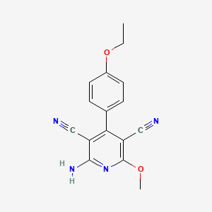 molecular formula C16H14N4O2 B11698932 2-Amino-4-(4-ethoxyphenyl)-6-methoxypyridine-3,5-dicarbonitrile 