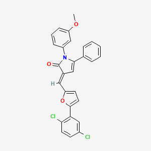 molecular formula C28H19Cl2NO3 B11698977 (3E)-3-{[5-(2,5-dichlorophenyl)furan-2-yl]methylidene}-1-(3-methoxyphenyl)-5-phenyl-1,3-dihydro-2H-pyrrol-2-one 