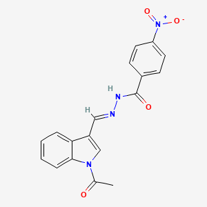 molecular formula C18H14N4O4 B11699005 N'-[(E)-(1-acetyl-1H-indol-3-yl)methylidene]-4-nitrobenzohydrazide 