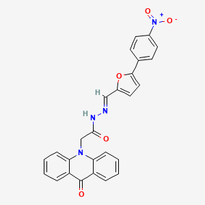 molecular formula C26H18N4O5 B11699048 N'-{(E)-[5-(4-nitrophenyl)furan-2-yl]methylidene}-2-(9-oxoacridin-10(9H)-yl)acetohydrazide 