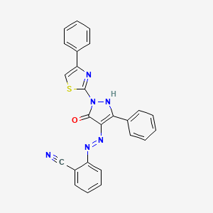 2-{(2E)-2-[5-oxo-3-phenyl-1-(4-phenyl-1,3-thiazol-2-yl)-1,5-dihydro-4H-pyrazol-4-ylidene]hydrazinyl}benzonitrile