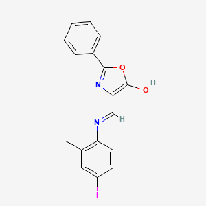 molecular formula C17H13IN2O2 B11699058 (4E)-4-{[(4-iodo-2-methylphenyl)amino]methylidene}-2-phenyl-1,3-oxazol-5(4H)-one 