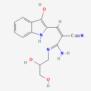 2-(2-Cyano-3-amino-3-(beta,gamma-dihydroxypropylamino)prop-2-enylidene)indolin-3-one