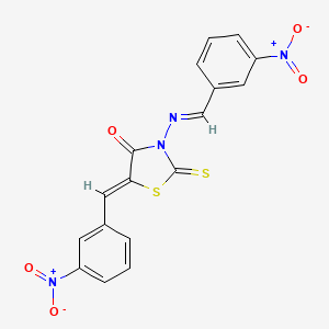 molecular formula C17H10N4O5S2 B11699064 (5Z)-5-(3-nitrobenzylidene)-3-{[(E)-(3-nitrophenyl)methylidene]amino}-2-thioxo-1,3-thiazolidin-4-one 