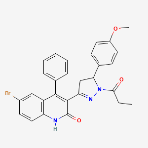 6-bromo-3-(5-(4-methoxyphenyl)-1-propionyl-4,5-dihydro-1H-pyrazol-3-yl)-4-phenylquinolin-2(1H)-one