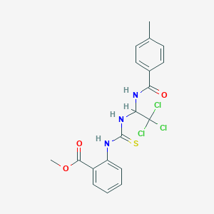 Methyl 2-{[(2,2,2-trichloro-1-{[(4-methylphenyl)carbonyl]amino}ethyl)carbamothioyl]amino}benzoate