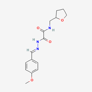 molecular formula C15H19N3O4 B11699159 2-[(2E)-2-(4-methoxybenzylidene)hydrazinyl]-2-oxo-N-(tetrahydrofuran-2-ylmethyl)acetamide 