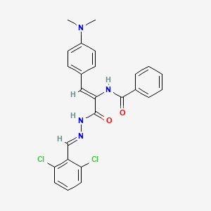 N-{(1Z)-3-[(2E)-2-(2,6-dichlorobenzylidene)hydrazinyl]-1-[4-(dimethylamino)phenyl]-3-oxoprop-1-en-2-yl}benzamide